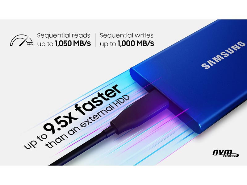 Samsung T7 500GB Portable SSD USB 3.2 Up to 1050MB/s Grey