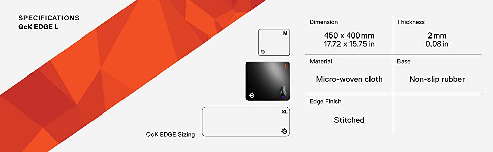 SteelSeries QcK Edge 63824 XL Stitched Edge Cloth Pad