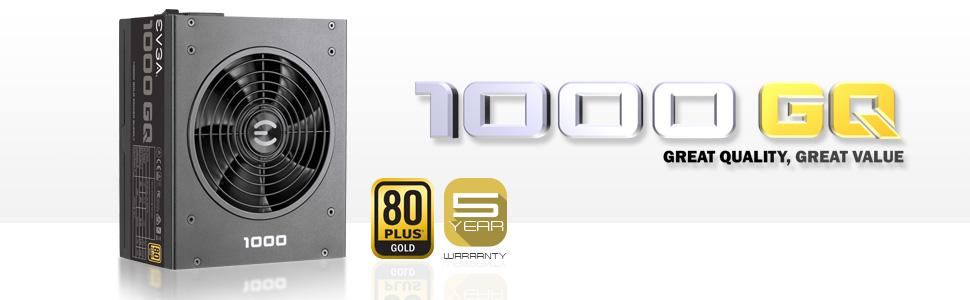 EVGA 1000 GQ 1000W 80+ GOLD Semi Modular EVGA ECO Mode Power Supply