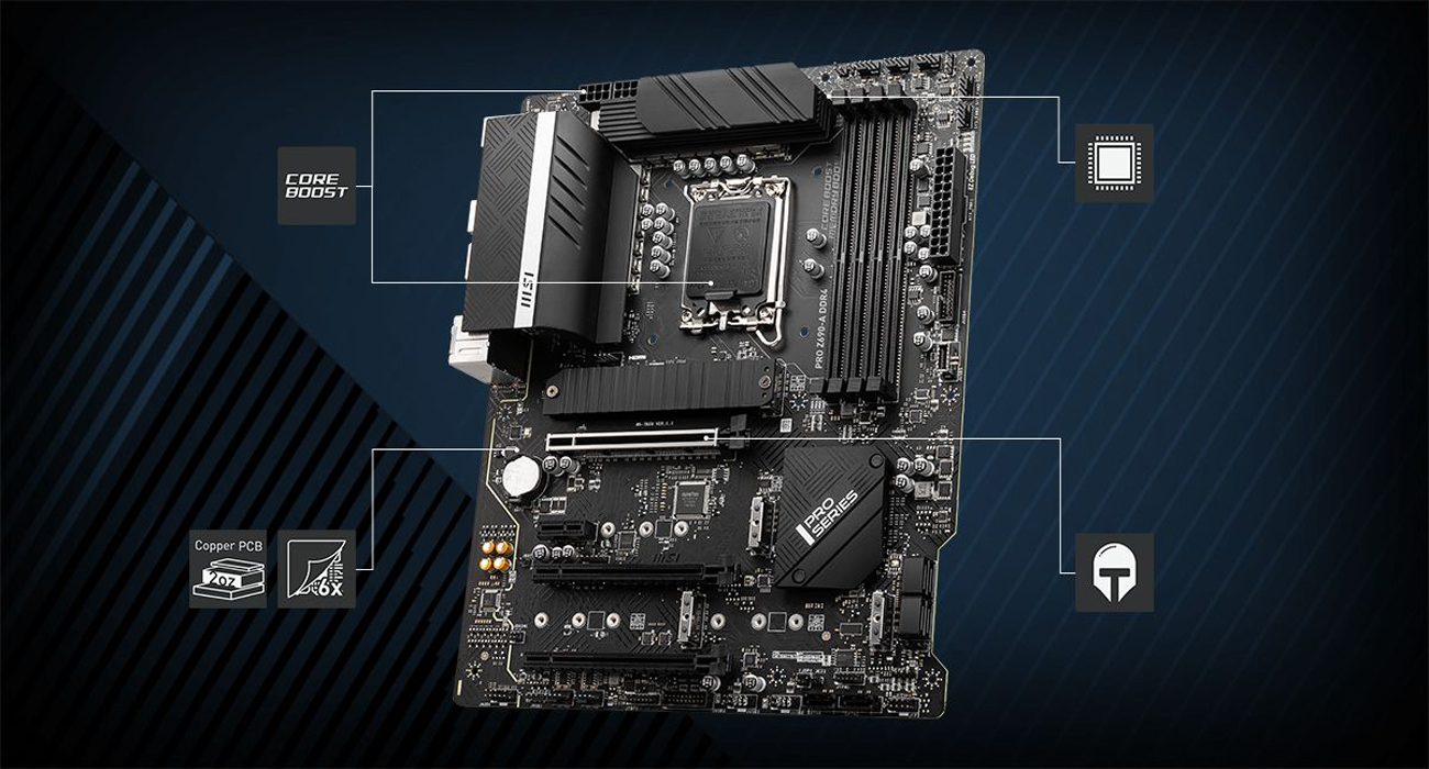 MSI PRO Z690-A DDR4 ProSeries 12th Gen Intel Core PCIe 5 2.5G LAN 3x M.2 Slots Motherboard