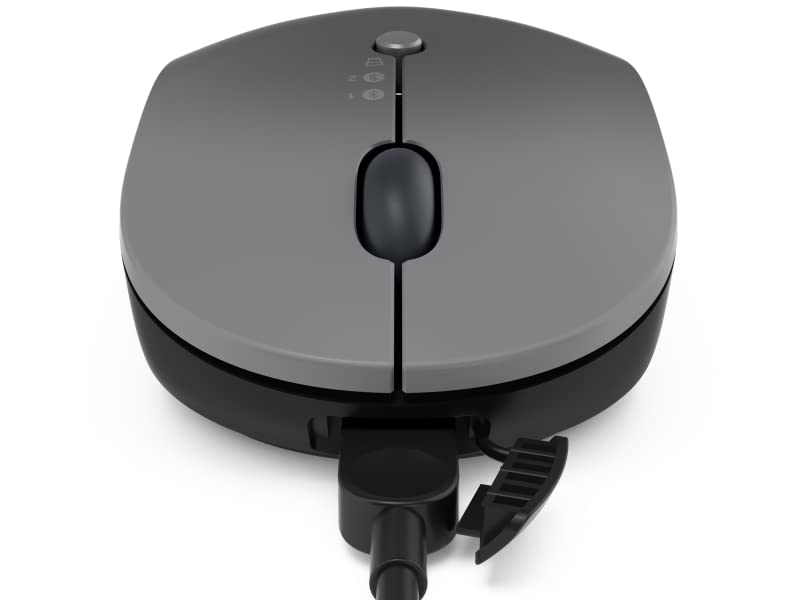 Lenovo Go Multi-Device Wireless & Bluetooth Mouse, Adjustable DPI USB-C Rechargeable Battery Qi Wireless Charging