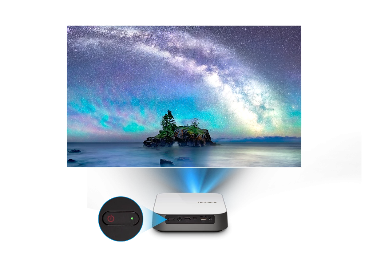 ViewSonic M2e 1080p Portable Projector Auto Focus Harman Kardon Bluetooth Speakers HDMI & USB C