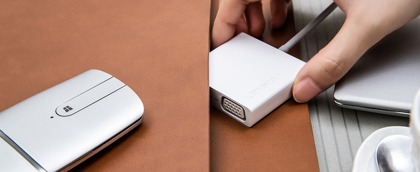 Lenovo USB-C 3-in-1 Travel Hub 4K HDMI, VGA, USB 3.0 Plug and Play , White