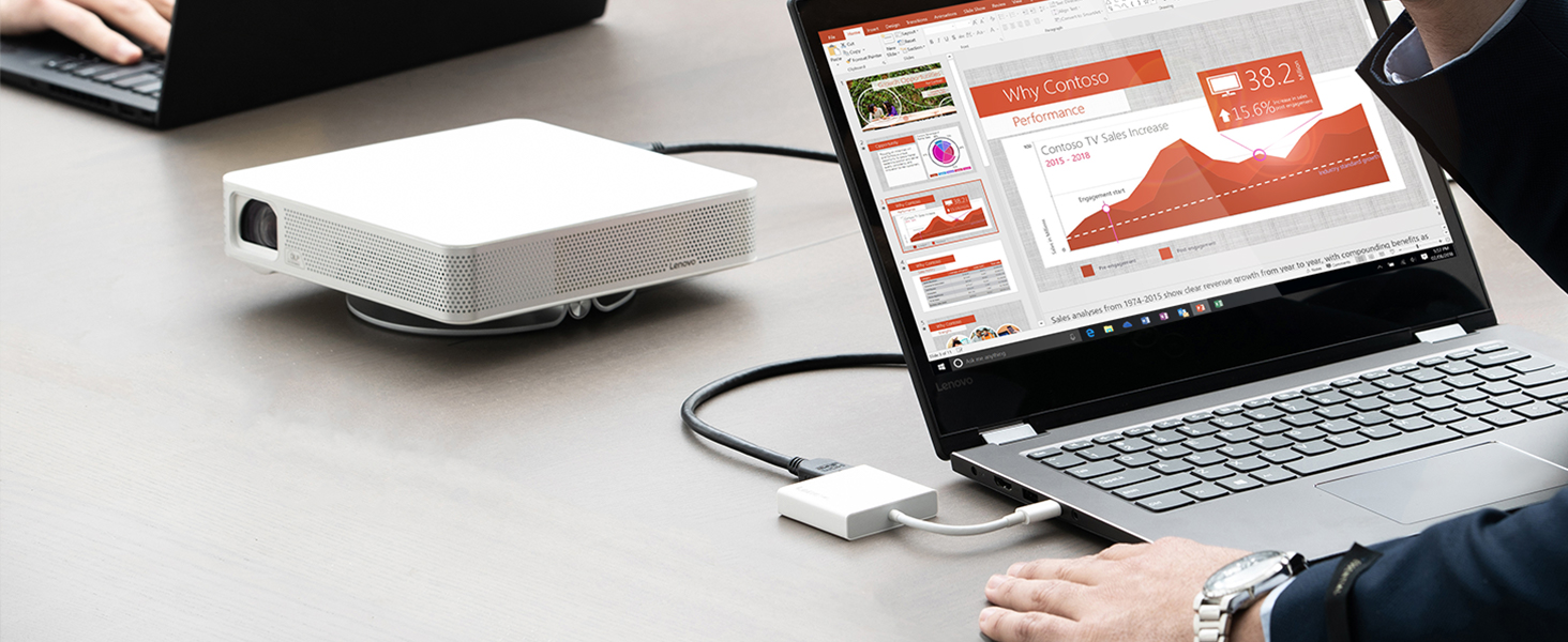Lenovo USB-C 3-in-1 Travel Hub 4K HDMI, VGA, USB 3.0 Plug and Play , White