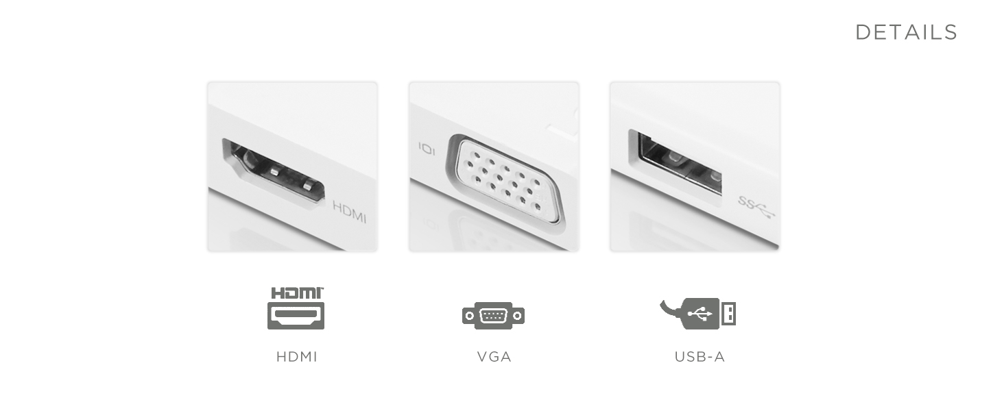 Lenovo USB-C 3-in-1 Travel Hub 4K HDMI, VGA, USB 3.0 Plug and Play , White