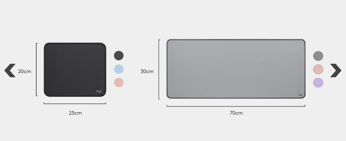 Logitech PadStudio Series Mouse Mat with Anti-Slip Rubber Base Durable Materials, Mid-Grey