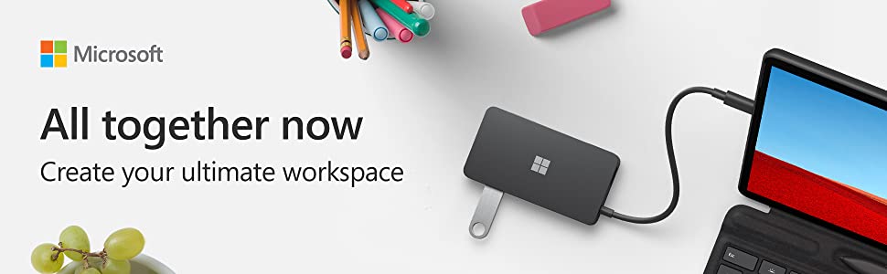 Microsoft USB-C Travel Hub Multiport Adapter with VGA, USB, Ethernet, HDMI Ports