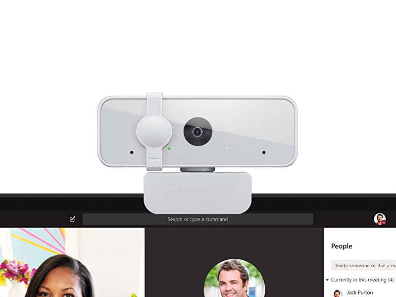 Lenovo 300 FHD Webcam 1080p Stereo Microphone Privacy Cover Windows & Mac - Cloud Grey
