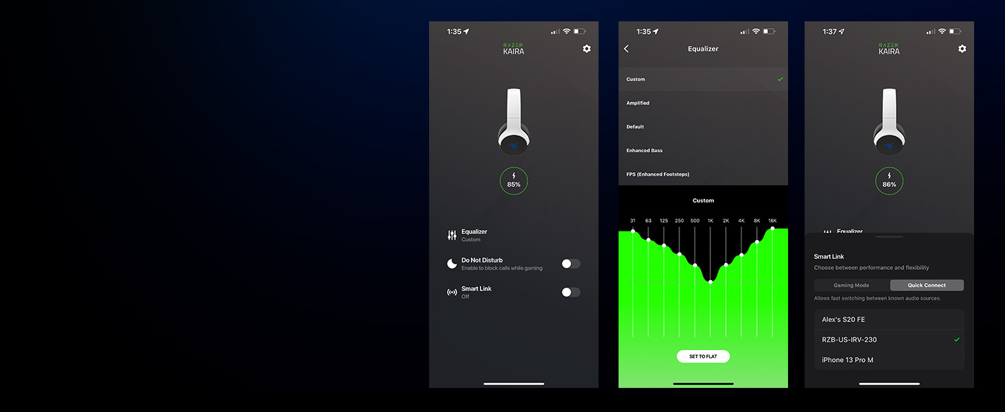 Razer Kaira Dual Wireless PS 5 Console & Mobile HyperClear Cardioid Mic Wireless & Bluetooth w/SmartSwitch