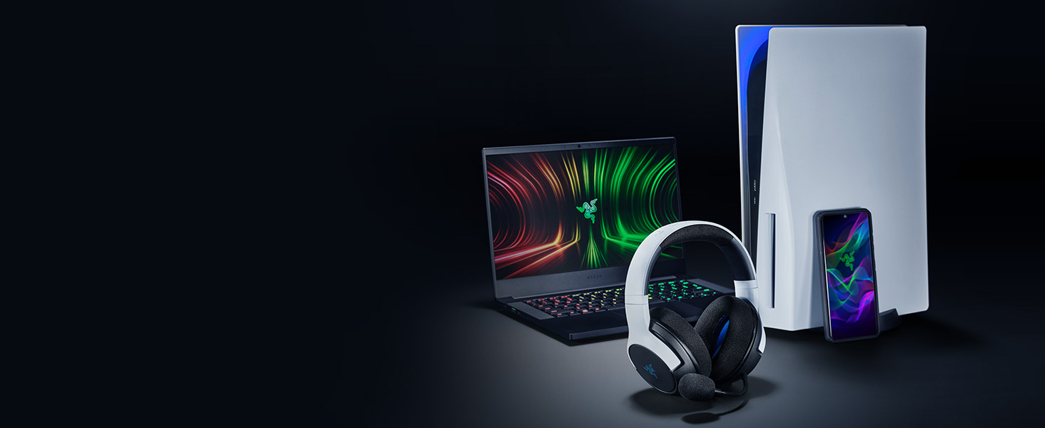 Razer Kaira Dual Wireless PS 5 Console & Mobile HyperClear Cardioid Mic Wireless & Bluetooth w/SmartSwitch