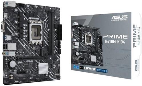 ASUS PRIME H610M-K D4 Intel 12th Gen Motherboard PCIe 4.0 DDR4 1xM.2 slots USB 3.2 Gen 1