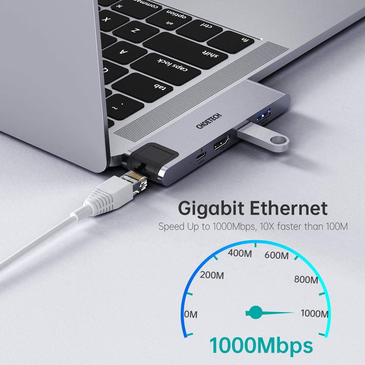 Choetech HUB-M24 7-In-2 USB-C Hub for MacBook Pro/Air USB Adapter