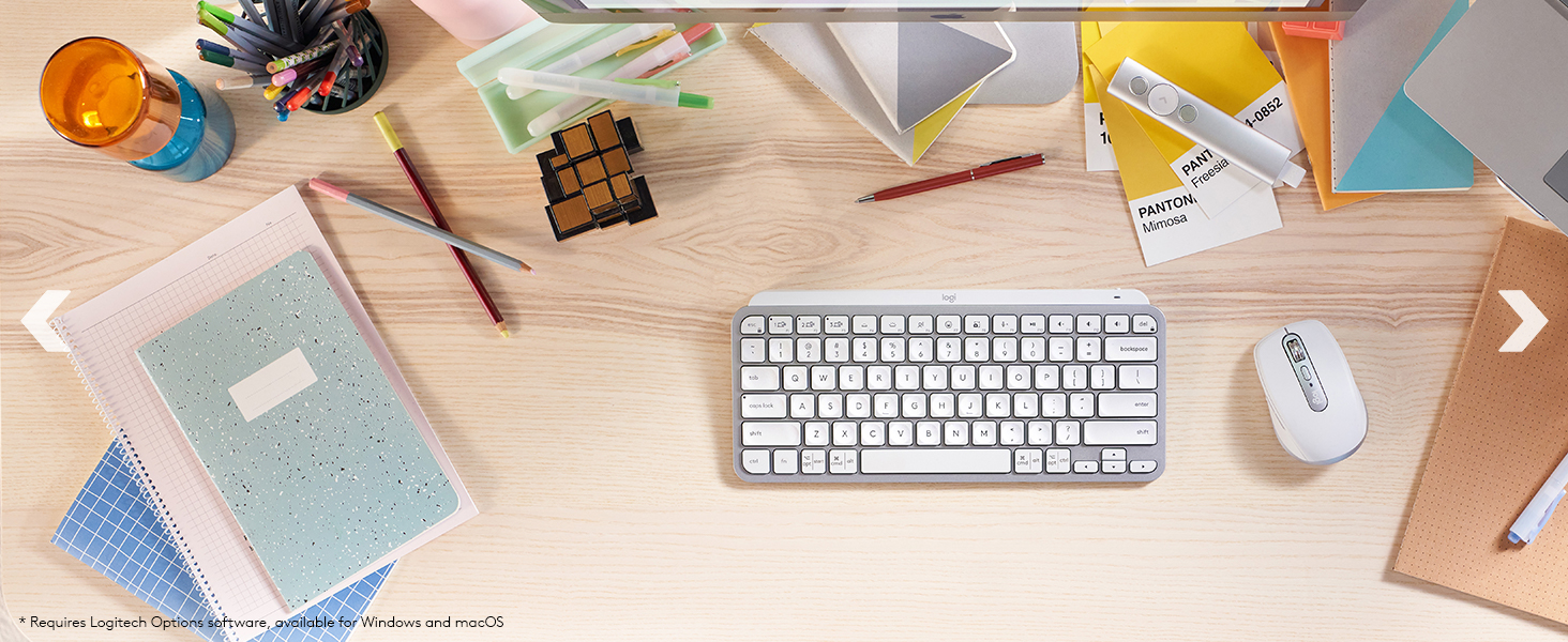 Logitech MX Keys MINI Illuminated Wireless & Bluetooth Backlit USB C, PC & Mac , English Layout Rose