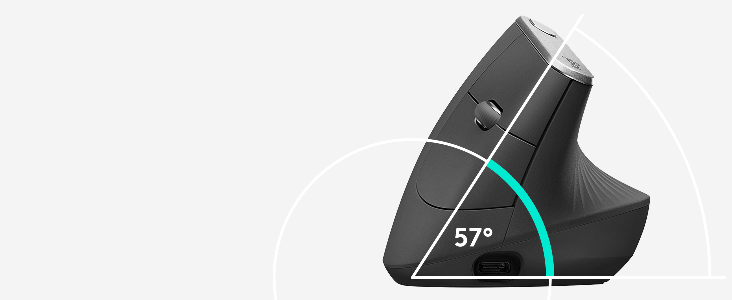Logitech MX Vertical Wireless Mouse Advanced Ergonomic Design Reduces Muscle Strain Rechargeable, Graphite