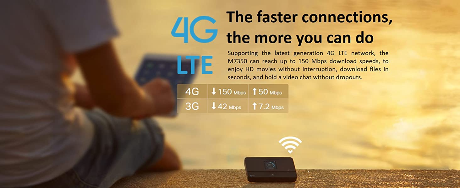 TP-Link M7350 4G LTE MiFi Support SD Card Slot Unlocked Mobile Wi-Fi Hotspot 8 Hours Long Lasting Battery