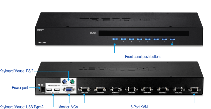 Trendnet 8-port VGA KVM Rackmount  Switch USB