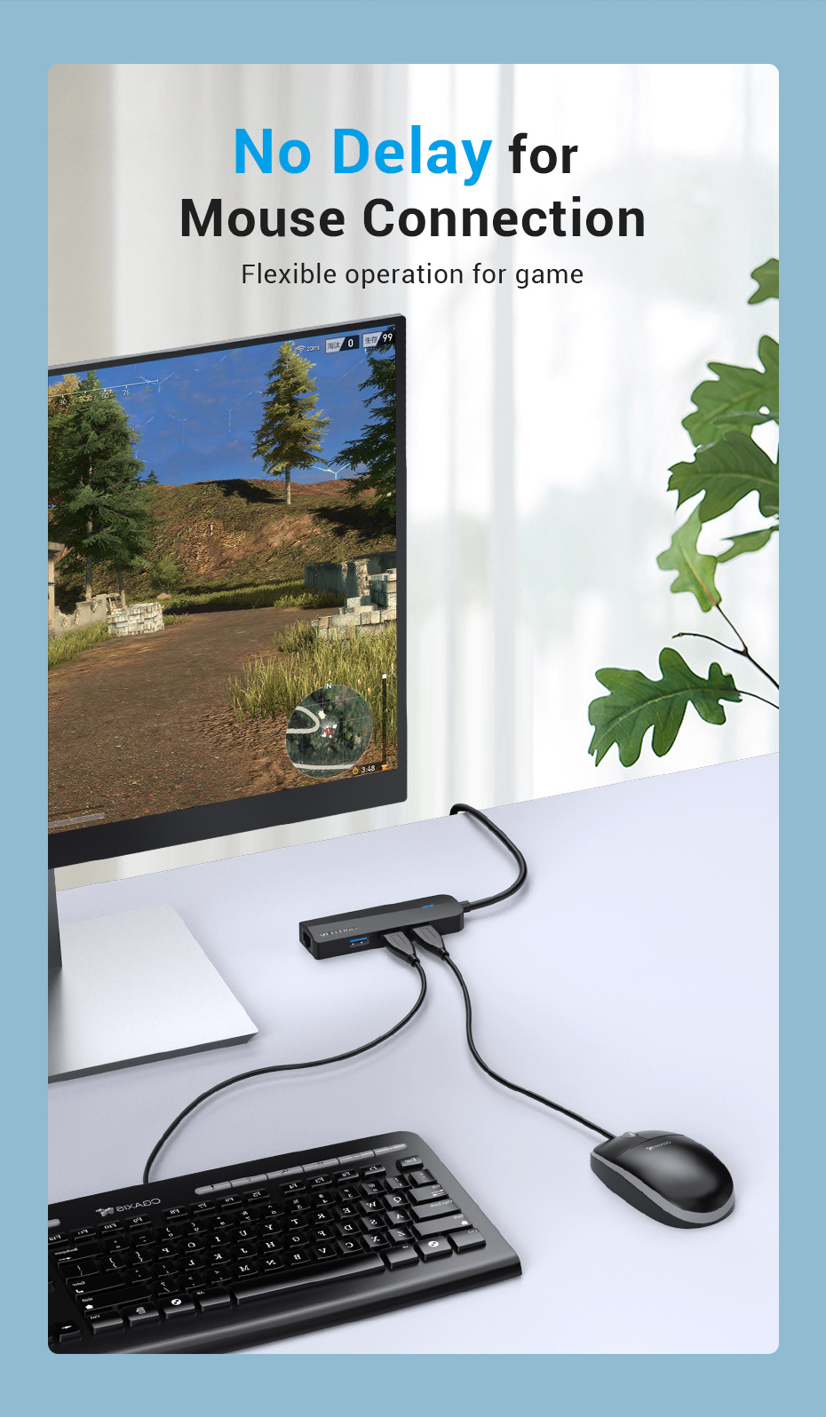 Vention 3-Port USB 3.0 Hub with Gigabit LAN Adap 0.15M