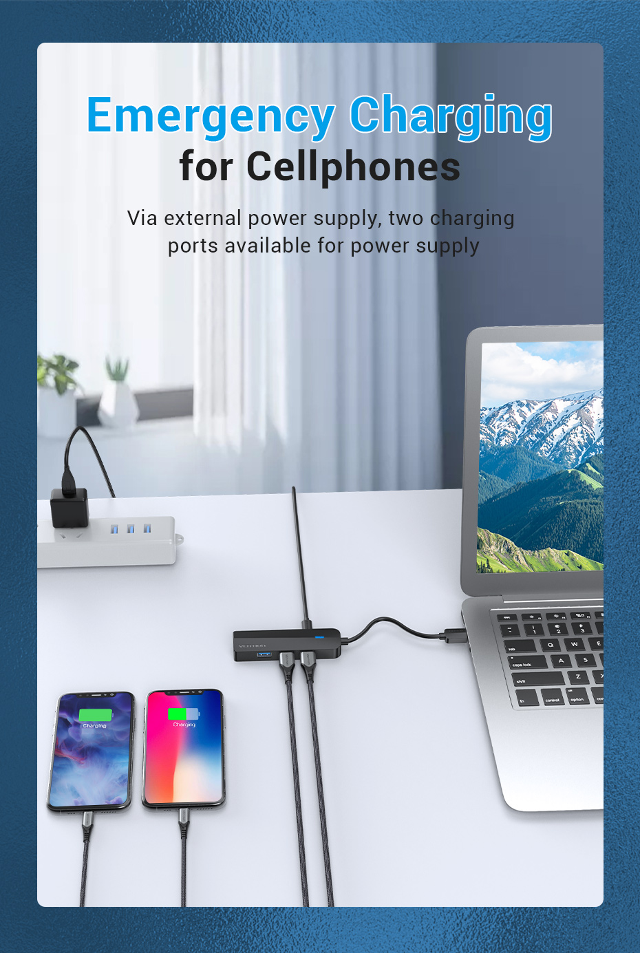 Vention 3-Port USB 3.0 Hub with Gigabit LAN Adap 0.15M