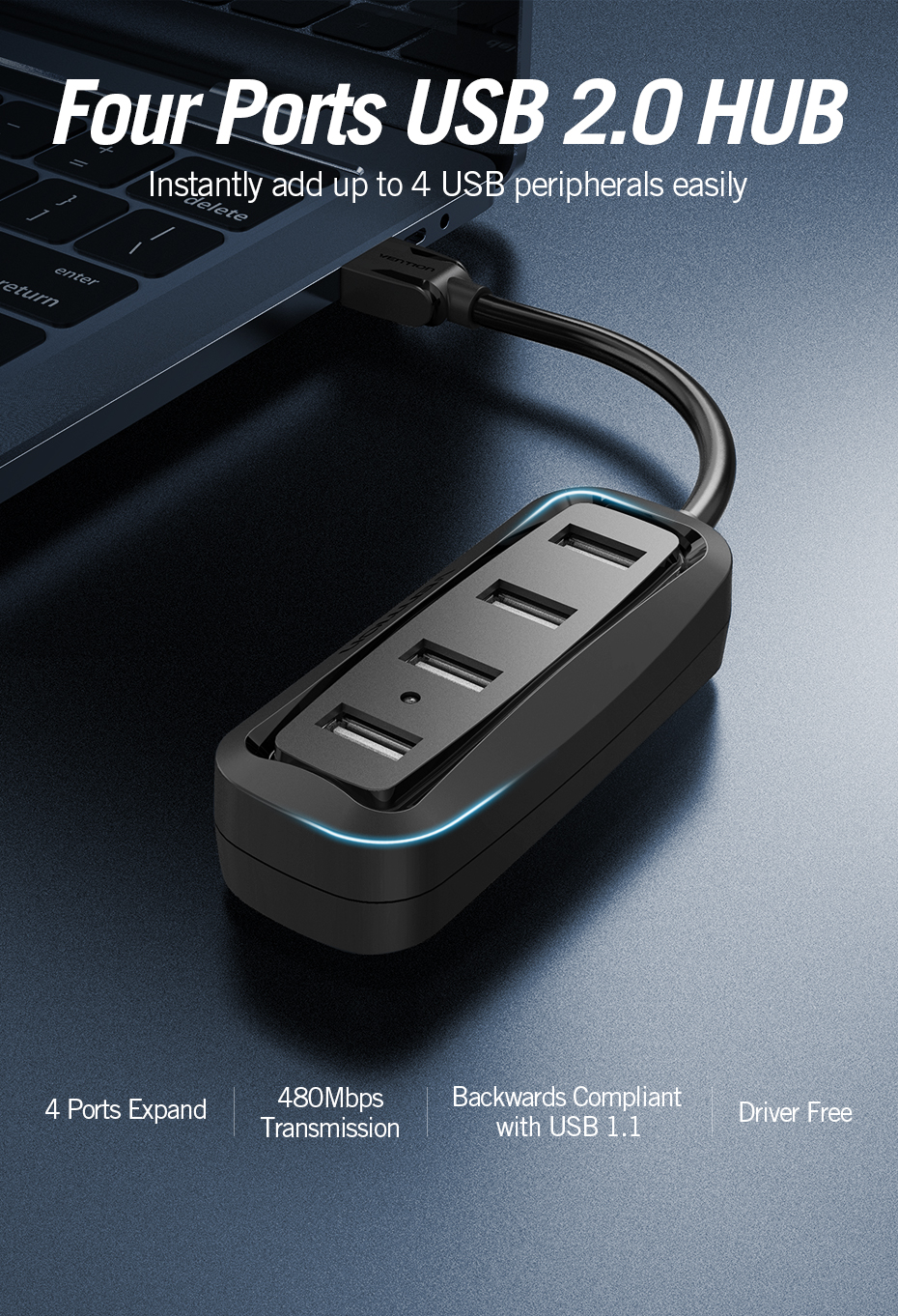 Vention 4 Ports USB2.0 HUB 1M