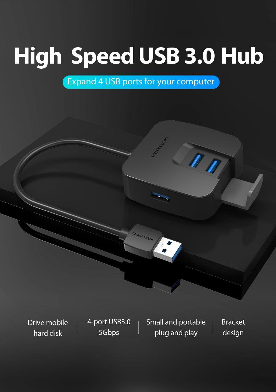Vention 4 Ports USB3.0 HUB 0.5M