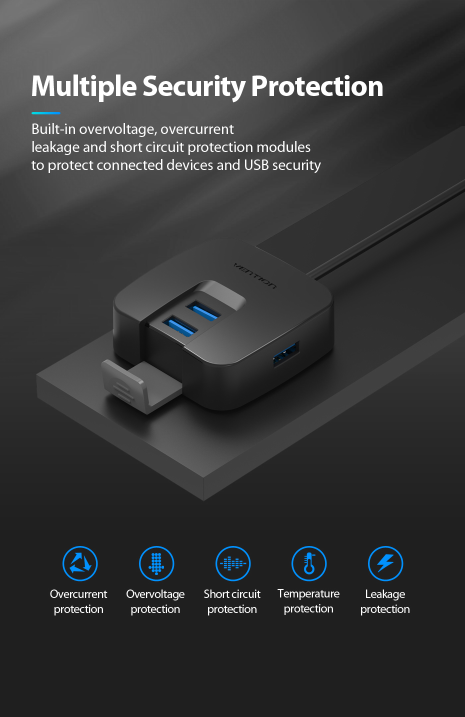 Vention 4 Ports USB3.0 HUB 0.5M