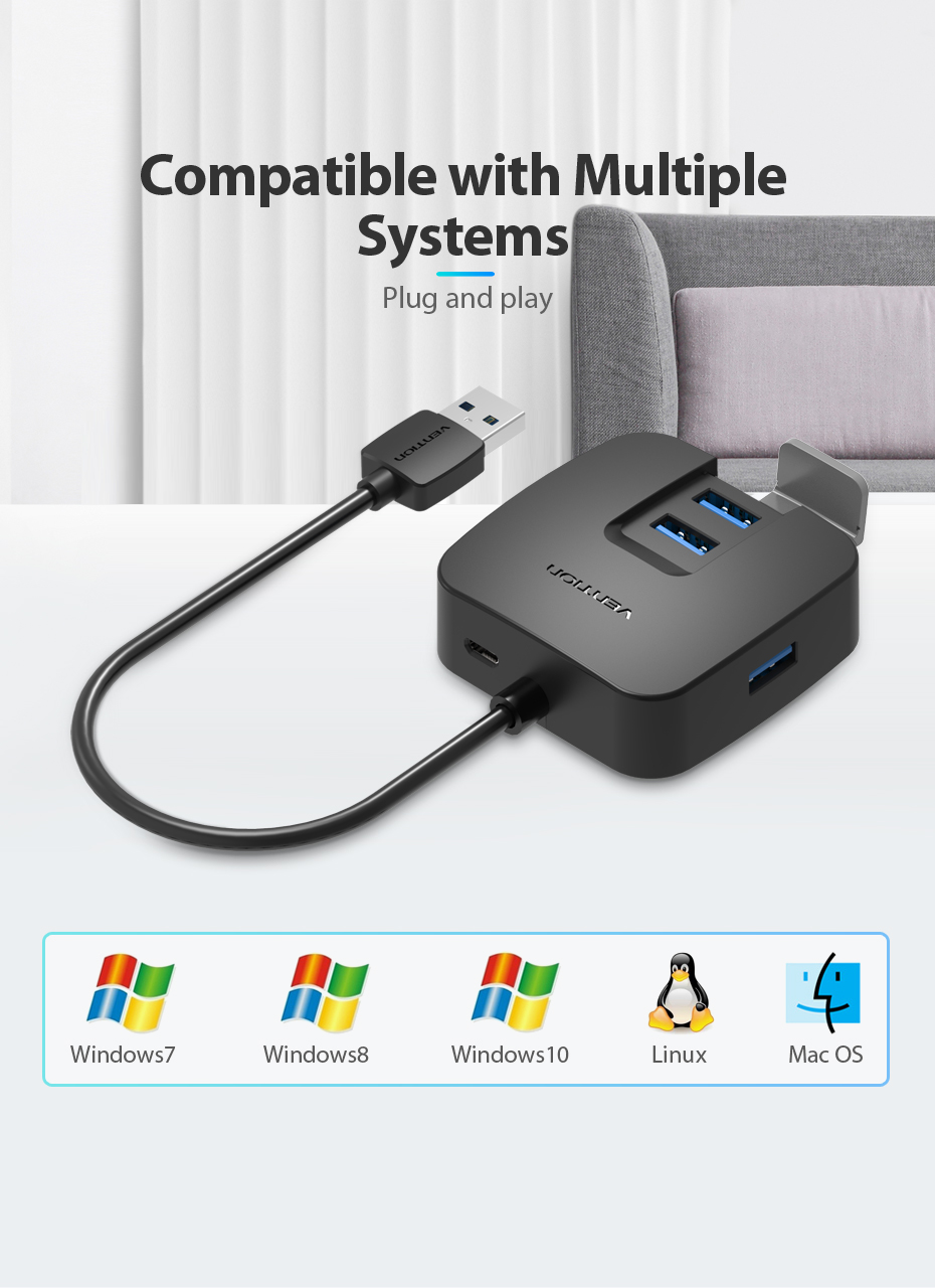Vention 4 Ports USB3.0 HUB 0.5M