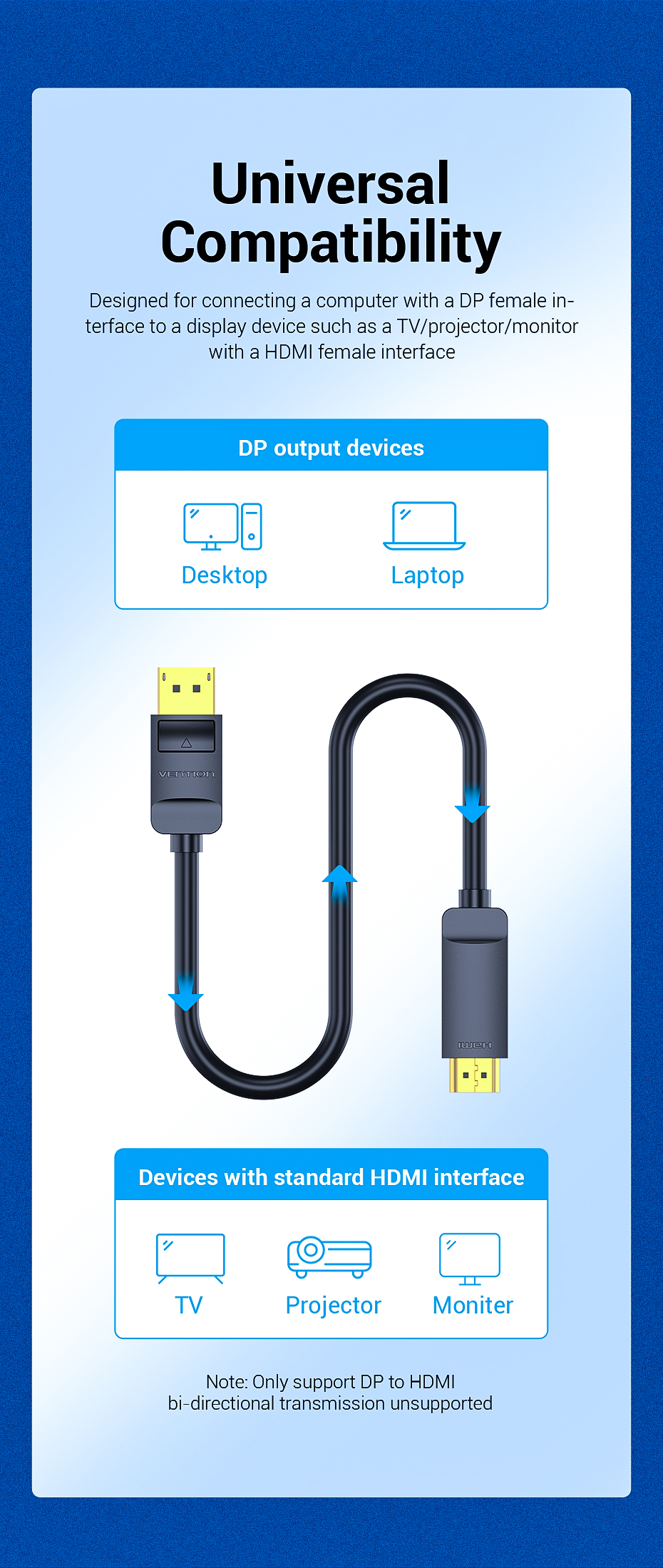 Vention 4K DisplayPort to HDMI Cable 3M