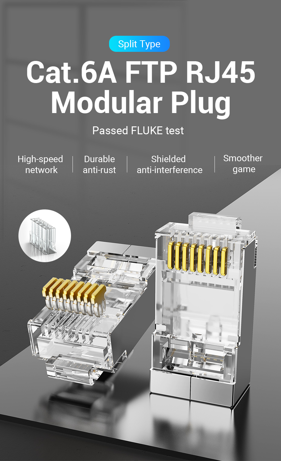 Vention Cat6A FTP RJ45 Plug 100 Pack