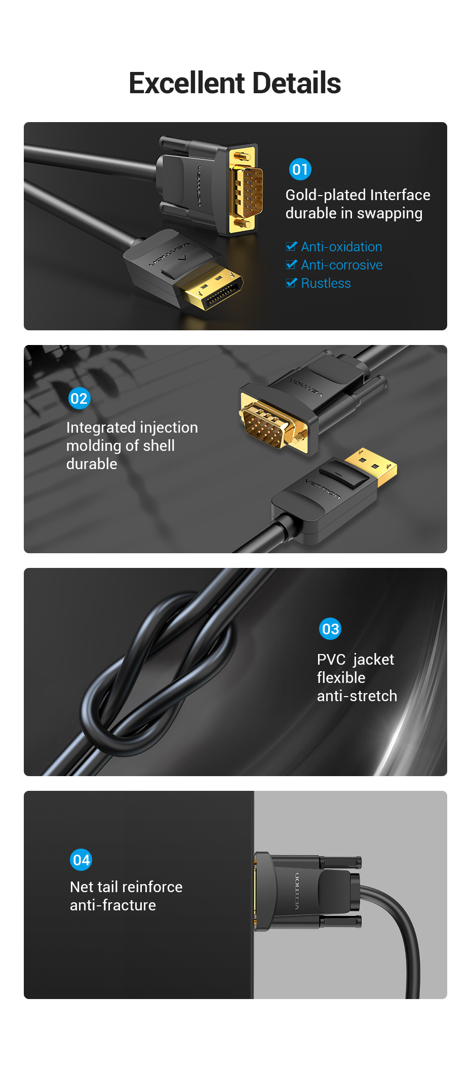 Vention DP to VGA Cable 2M Black