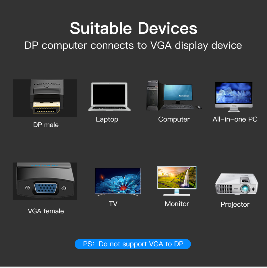 Vention DP To VGA Convertor 0.15M