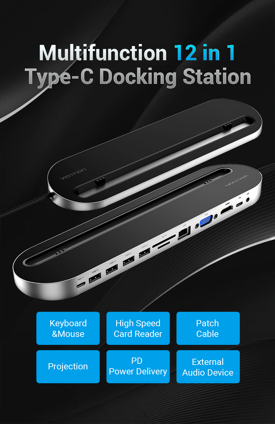 Vention Multi-Function 12-in-1 Type-C DC