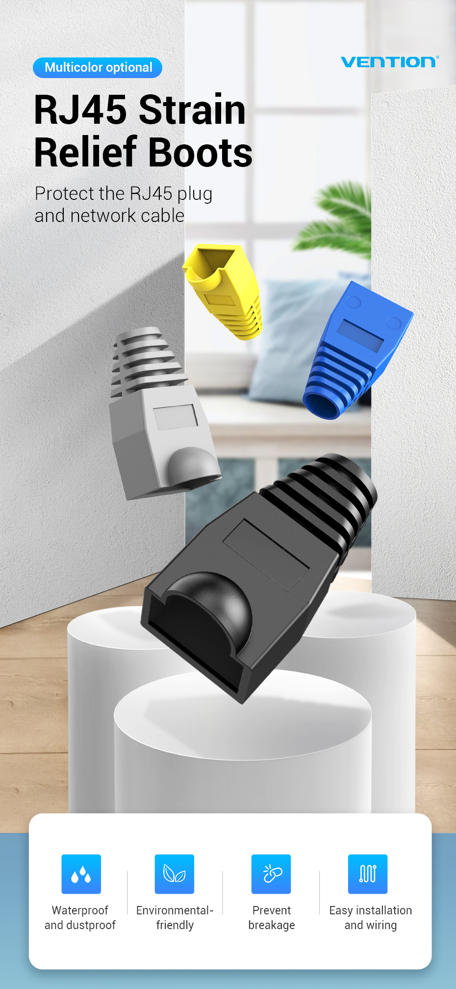Vention RJ45 Gray PVC Cover 50 Pack