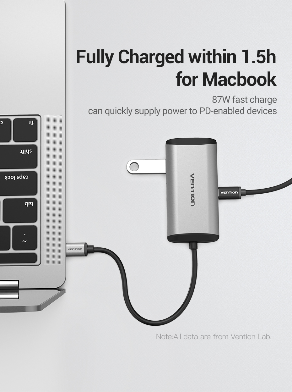 Vention Type-C to 4*USB3.0/PD Converter 0.15M