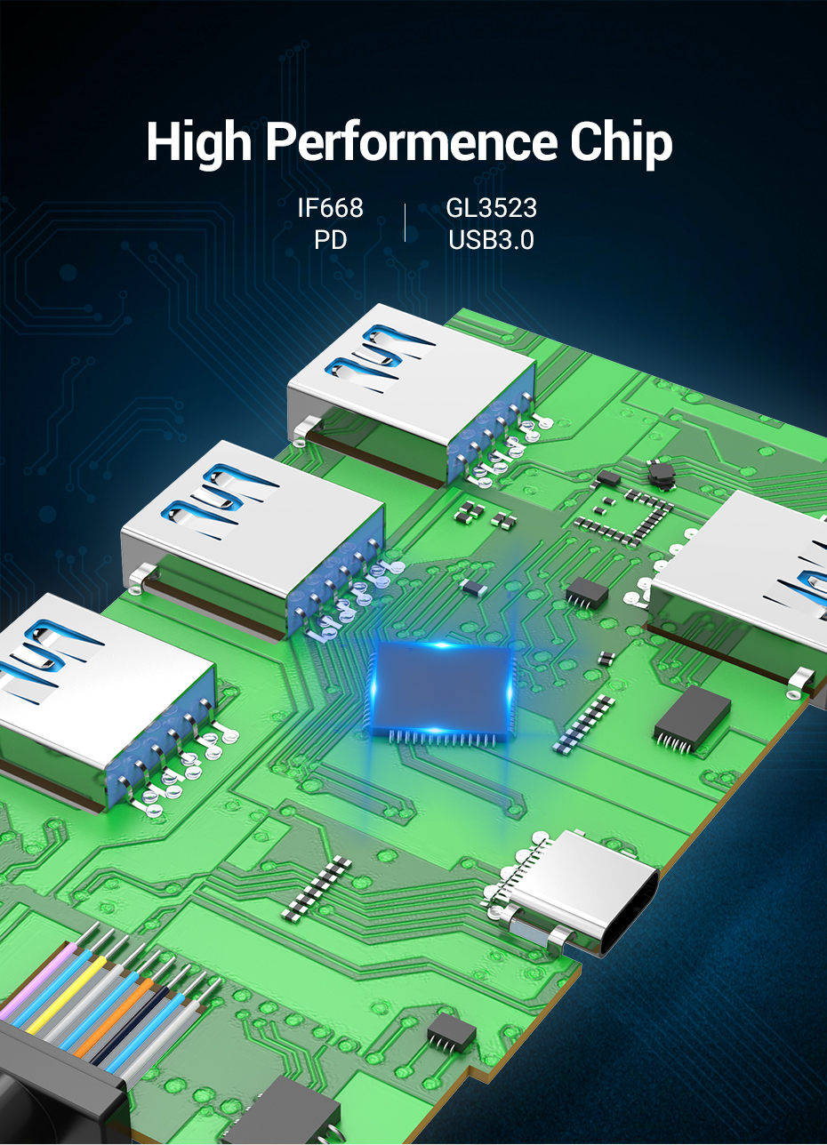Vention Type-C to 4*USB3.0/PD Converter 0.15M