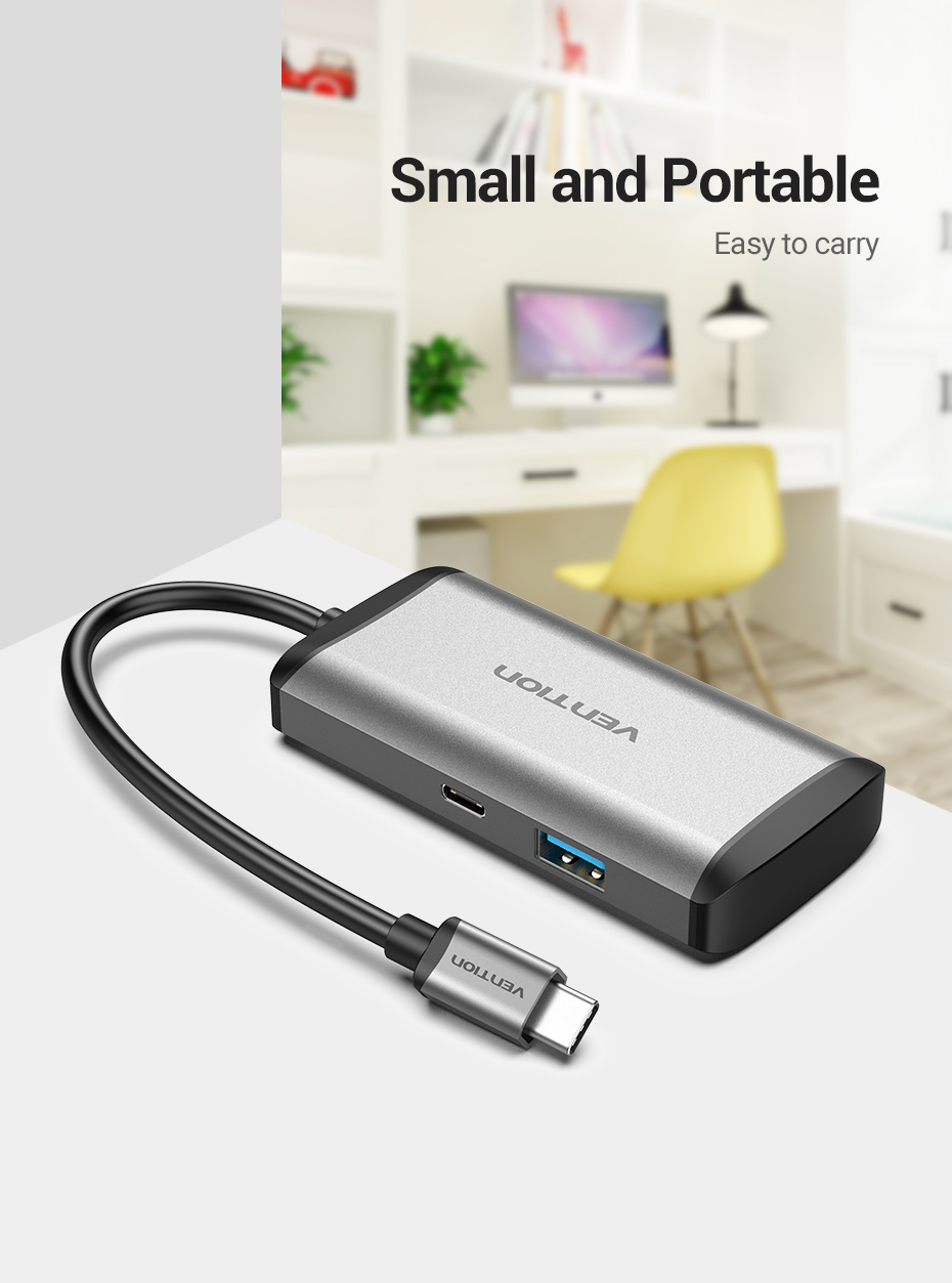 Vention Type-C to 4*USB3.0/PD Converter 0.15M