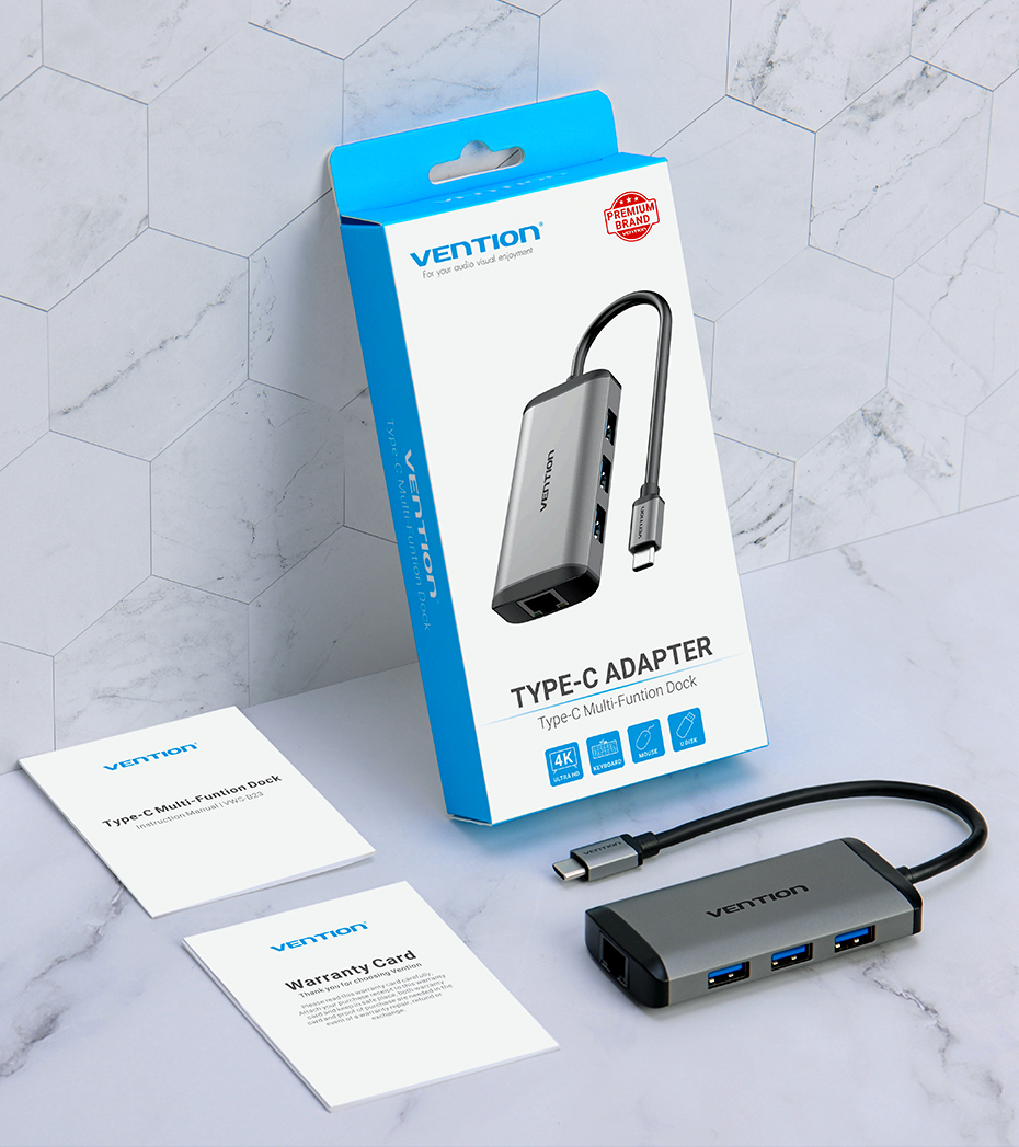 Vention Type-C to HDMI/3XUSB3.0/RJ45/PD