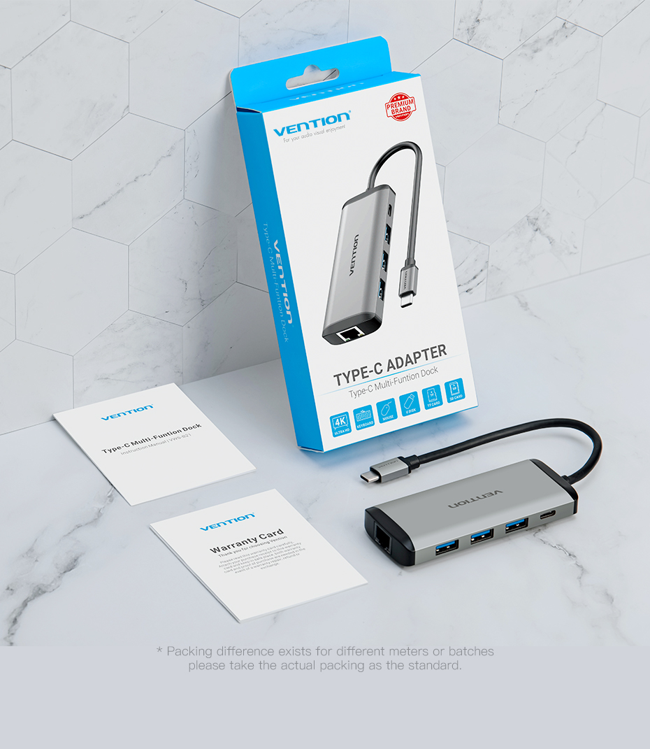 Vention Type-C to HDMI/3XUSB3.0/RJ45/TF/SD Con