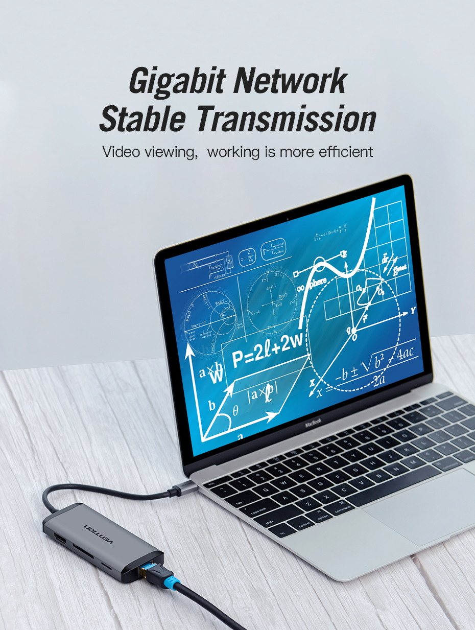 Vention Type-C to HDMI/3XUSB3.0/RJ45/TF/SD Con