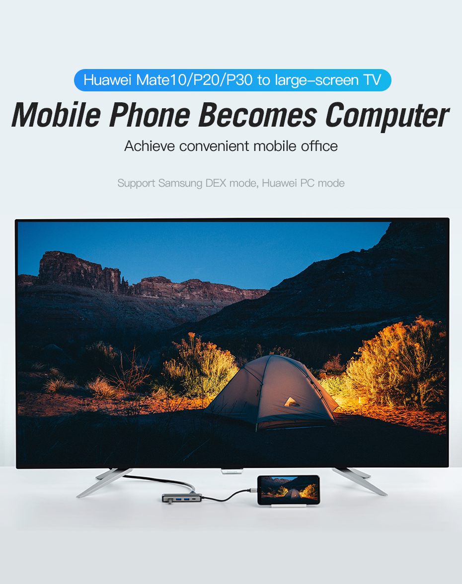 Vention Type-C to HDMI/3XUSB3.0/RJ45/TF/SD Con