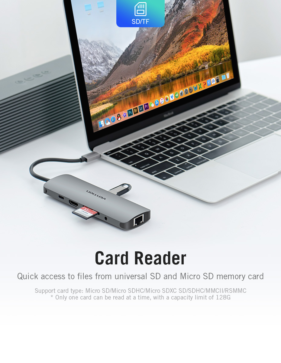 Vention Type-C to HDMI/3XUSB3.0/RJ45/TF/SD/Audio