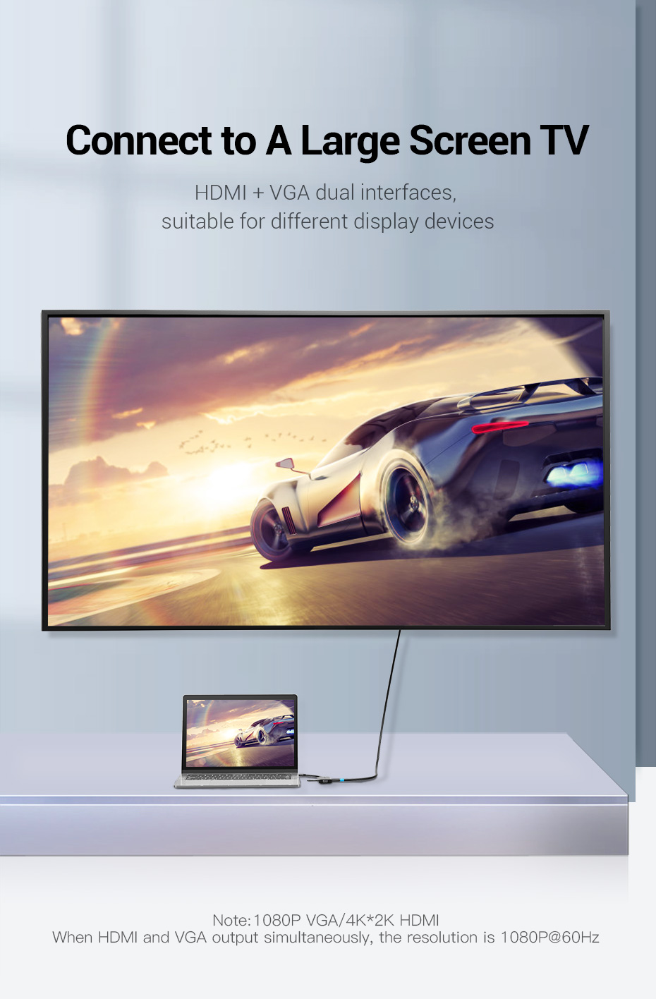 Vention Type-C to HDMI/USB3.0/VGA/PD 0.15M