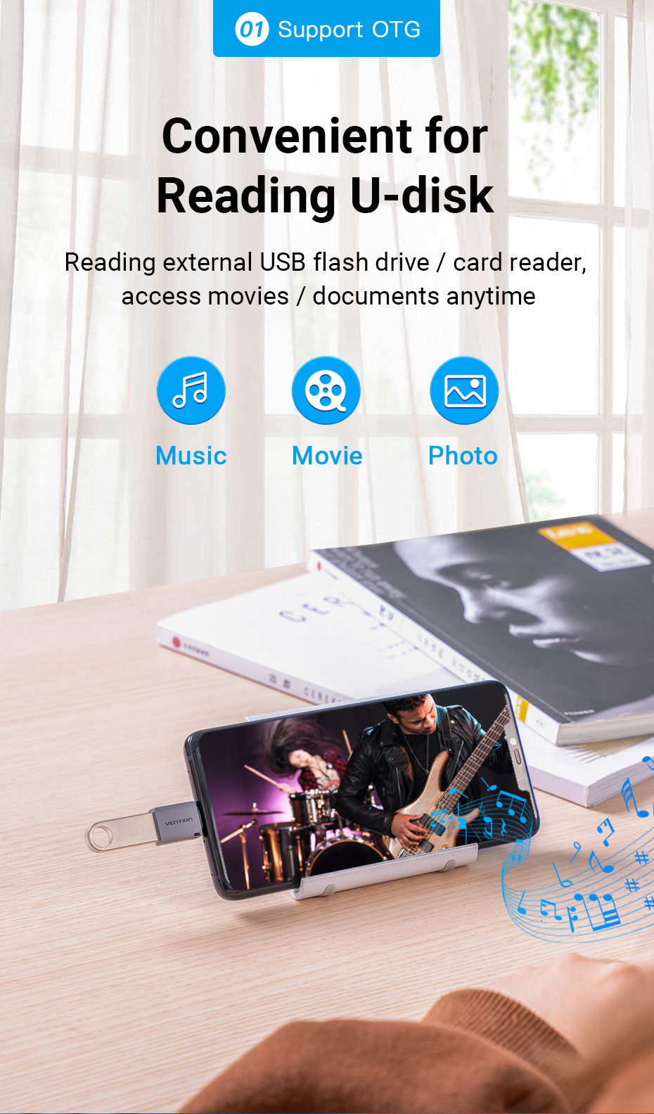 Vention USB-C Male to USB 3.0 Female OTG Adapter