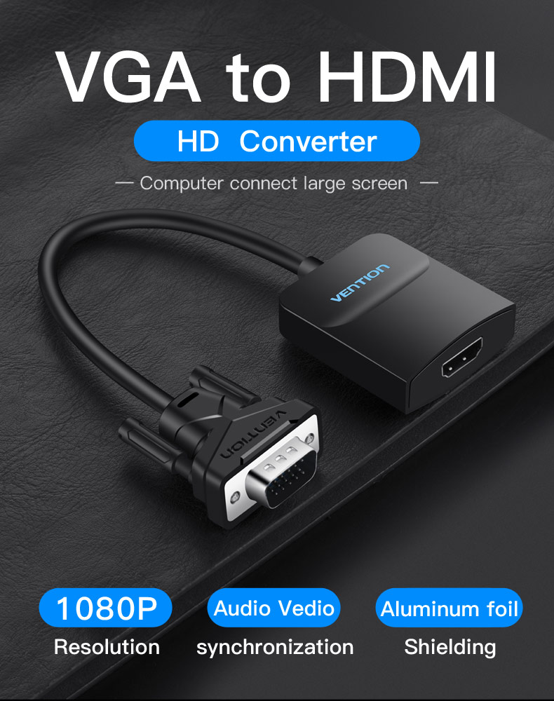 Vention VGA to HDMI Converter W/Micro USB and Audio 0.15M