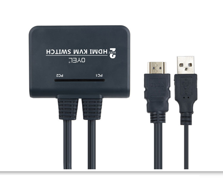 2-Port HDMI USB KVM Switch, 4K Plastic with Built in Cables