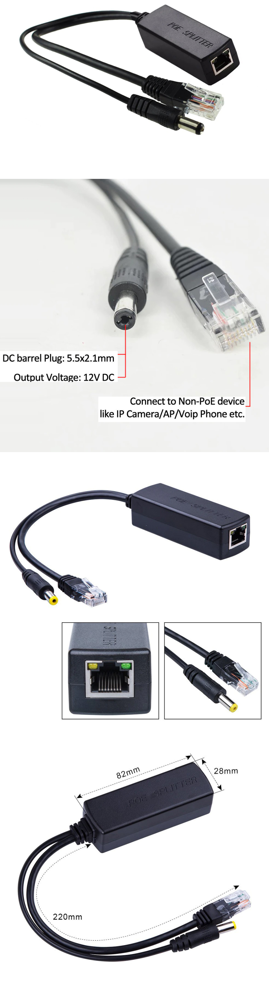 PoE Splitter Power Over Ethernet 48V