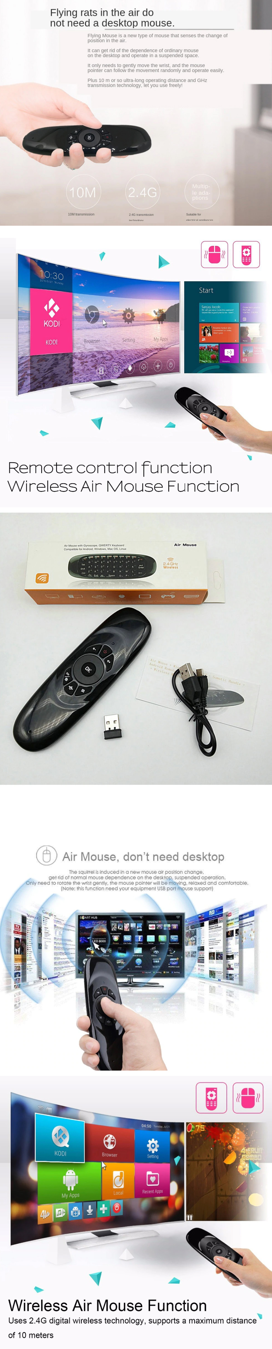 2.4 Remote Control Air Mouse Wireless Keyboard for KODI Android Mini TV Box