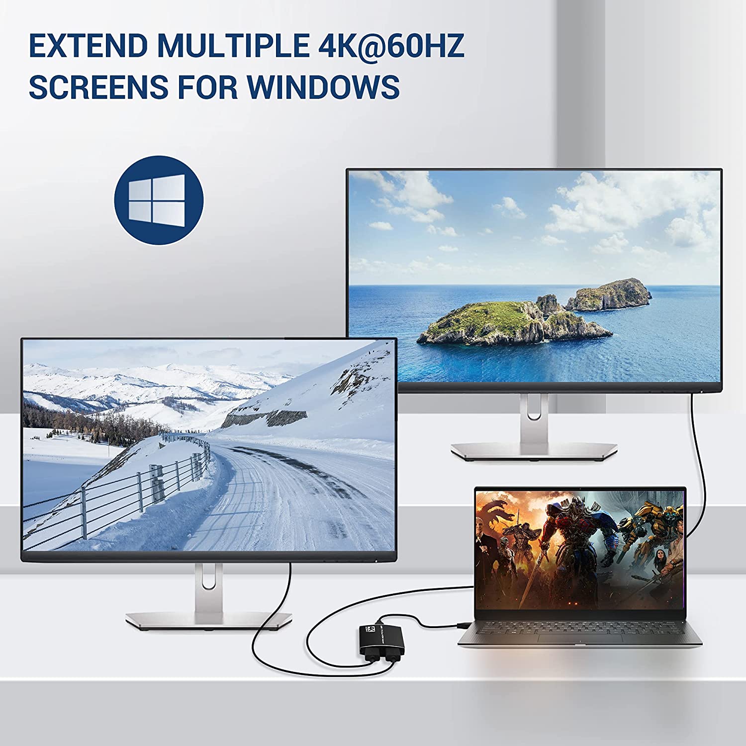 4k/60hz USB to Dual HDMI Display Adapter Output Two Different Pictures