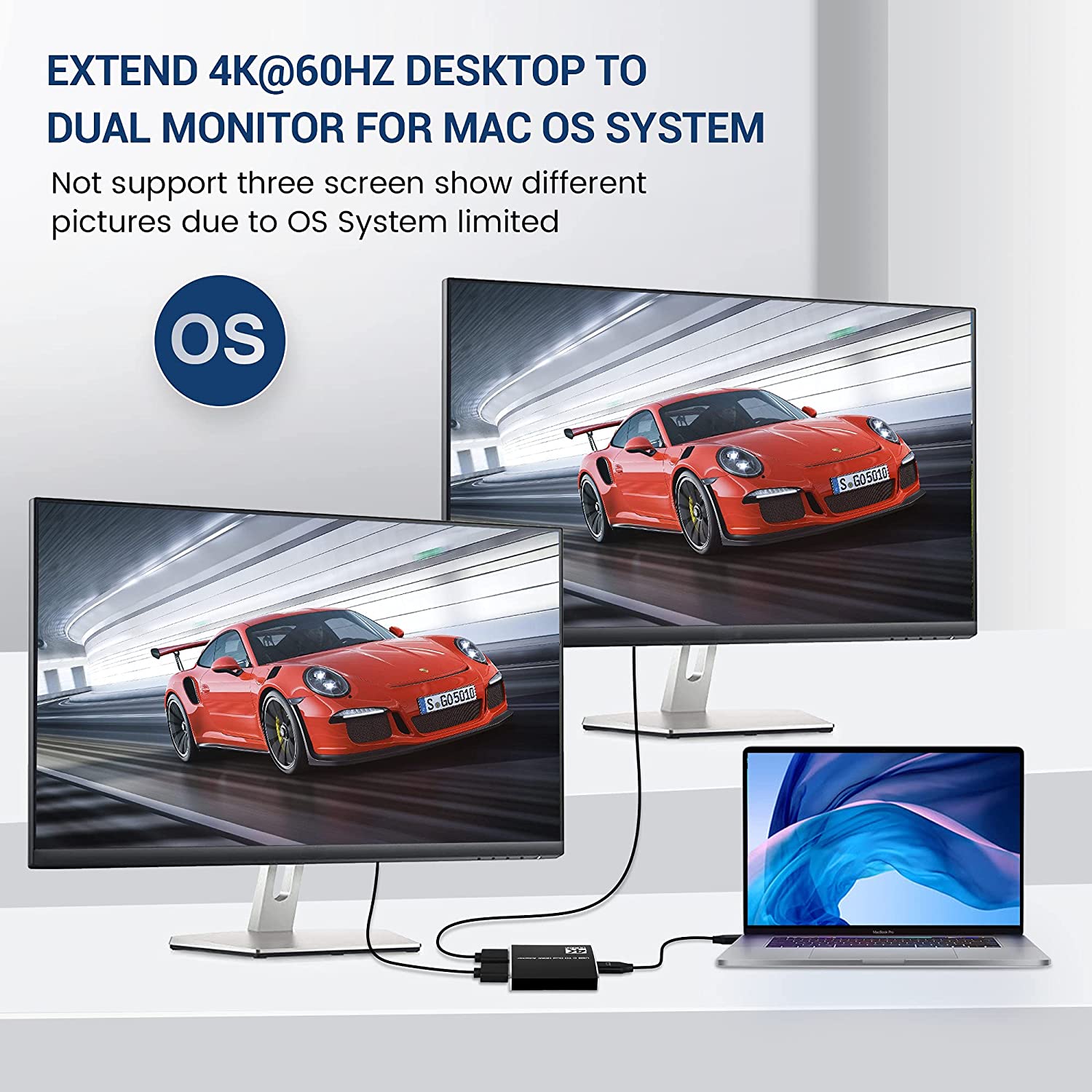 4k/60hz USB to Dual HDMI Display Adapter Output Two Different Pictures