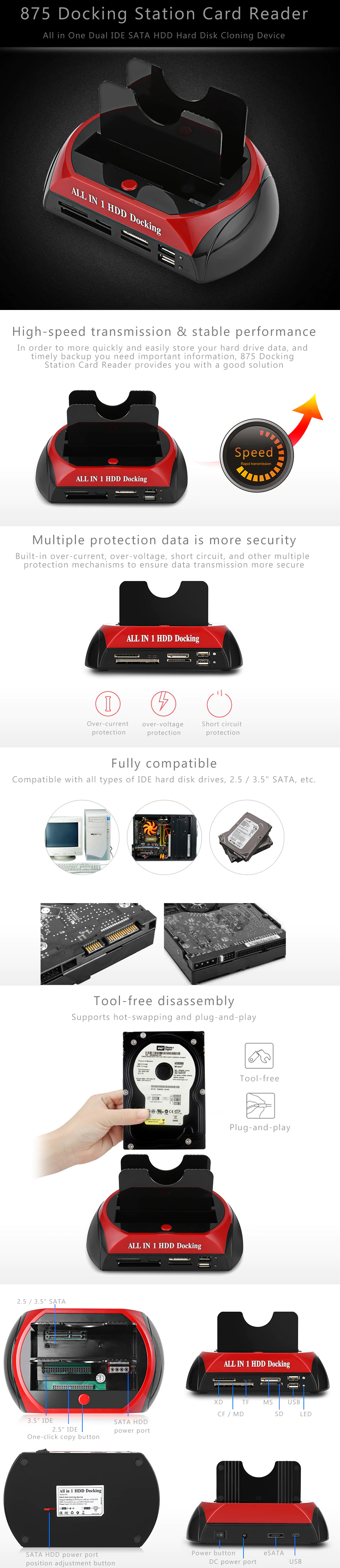 All in One HDD Docking Station eSATA USB 2.0/3.0