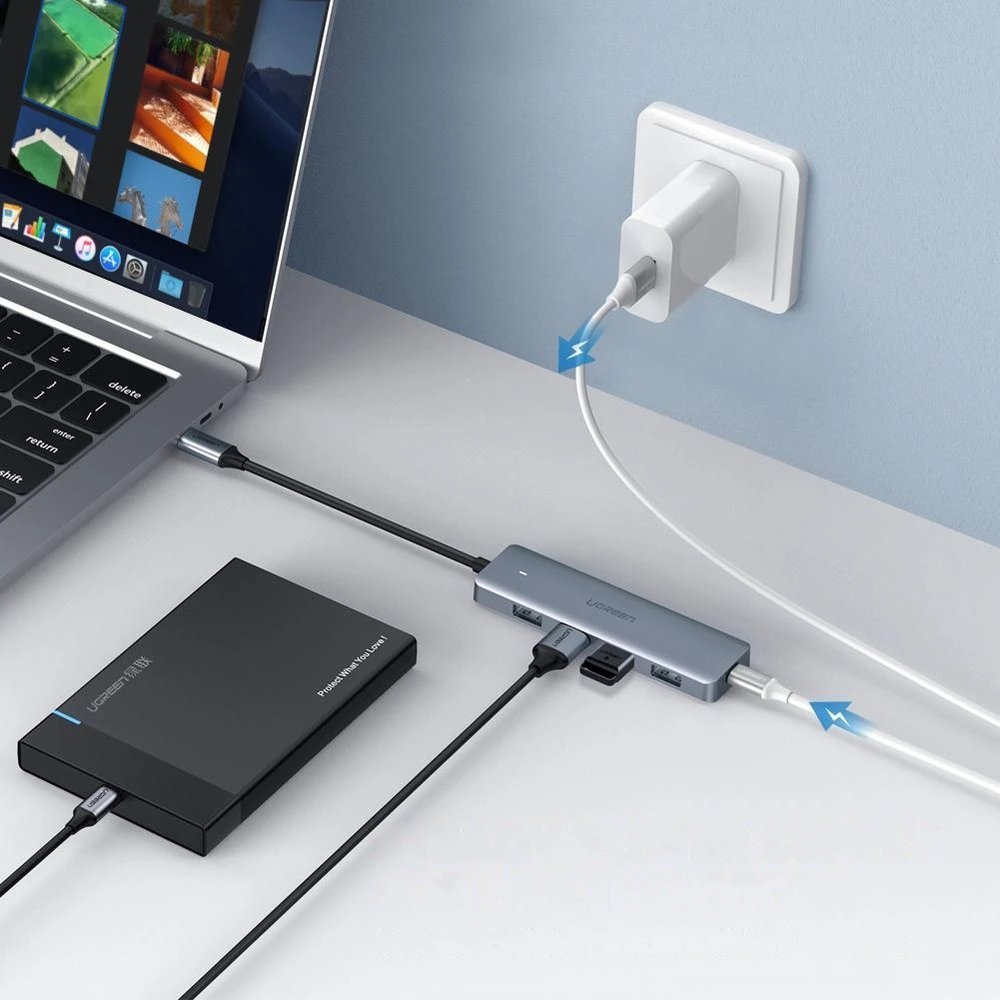 UGREEN CM219 Type C 4-Port USB3.0 Hub with Micro USB Power Supply